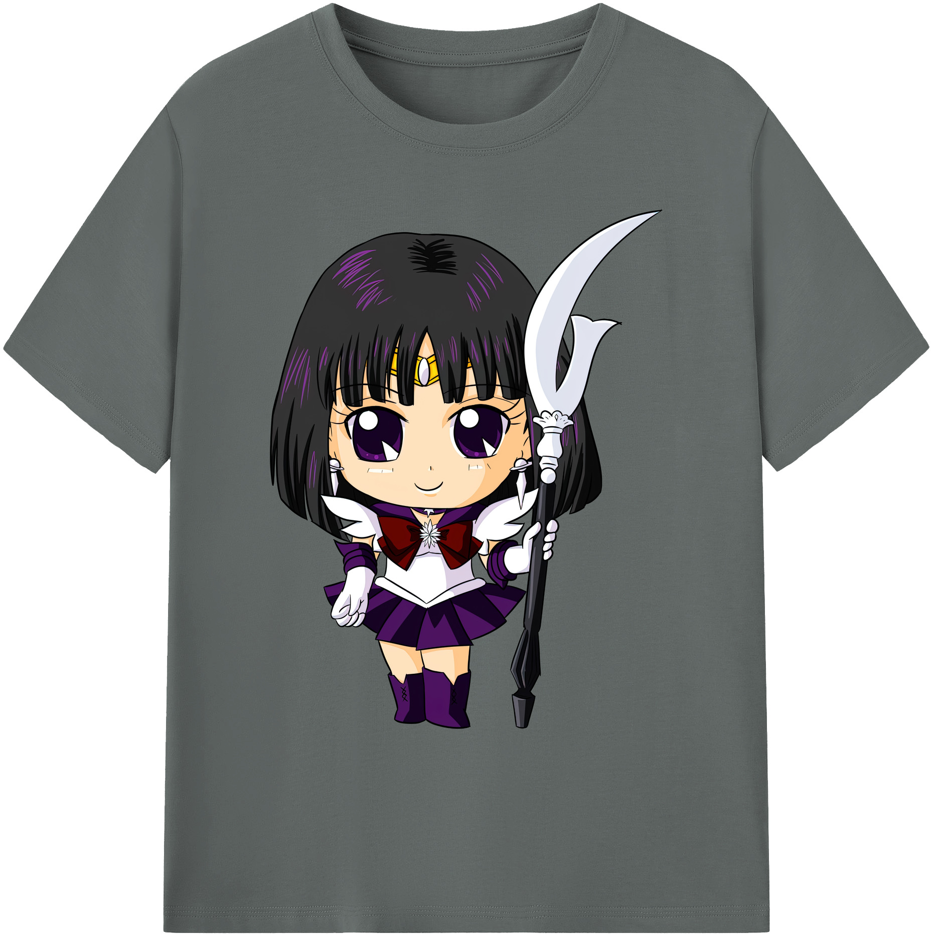 （画像用） 美少女戦士セーラームーン 土萠ほたる Sailor Moon Tomoe Hotaru （セーラーサターン；Sailor Saturn） 綿100％ メンズ半袖Tシャツ｜肌触りやわらか＆通気性